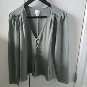 Wilfred Sage Green V-Neck Button-Front Blouse